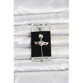 316L Cerrahi Çelik Kanatlı Kalp Model Göbek Piercing