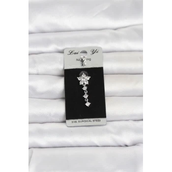 316L Cerrahi Çelik Sallantılı Çiçek Model Göbek Piercing