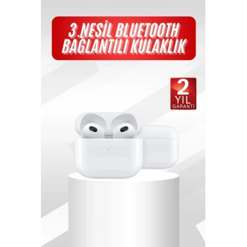 3.Nesil İOS Android Uyumlu Bluetooth 5.0 Beyaz Çağrı Cevaplama
