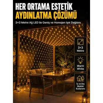 3x3 Metre Ağ LED ile Bahçenize Sıcak ve Şık Aydınlatma