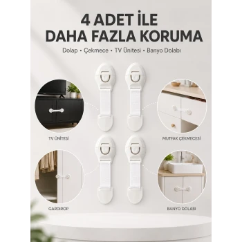 4lü Çocuk Güvenlik Dolap ve Çekmece Kilidi