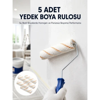 5’li Mini Rulo Boya Seti Duvar Tavan Emülsiyon Uygulama