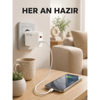 67 Watt Type C Şarj Adaptörü Asus Zenfone 7 8 9 Uyumlu Yeni Nesil