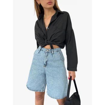 Rahat Kesim Denim Şort Çift Cepli