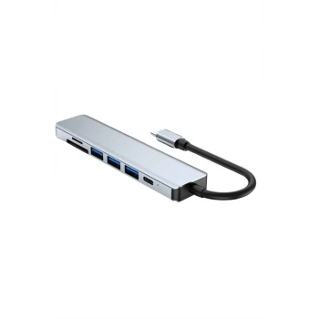 8 Portlu Macbook Çevirici Type C Hub SD TF USB Çoğaltıcı Ethernet
