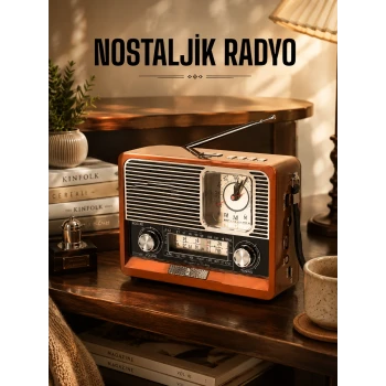 Ahşap Görünümlü Retro Bluetooth Radyo USB,AUX Ve SD Kart Girişli