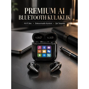 AI Destekli Dokunmatik Ekranlı Kablosuz Bluetooth Kulaklık