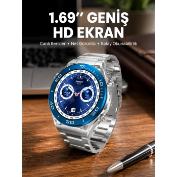 Akıllı Saat 1.62 İnç Ultimate Nabız Sensörlü Sesli Görüşme Yapabilen Yeni Nesil