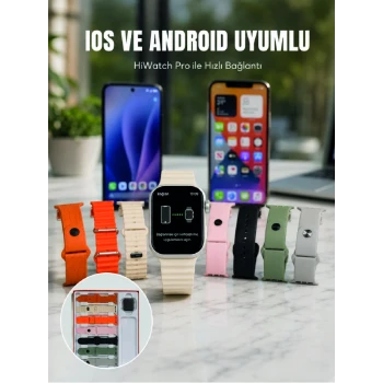 Akıllı Saat Bluetooth Arama Özellikli 7 Kordonlu Spor ve Günlük Kullanıma Uygun