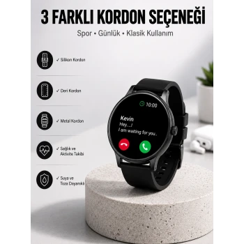 Akıllı Saat Sesli Görüşme Bluetooth Bağlantılı 3 Kordonlu Yeni Nesil