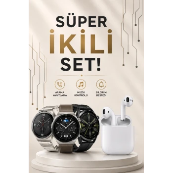 Akıllı Saat ve Kulaklık Seti Dokunmatik Ekran 5.0 Bluetooth Bağlantılı Sesli Görüşme