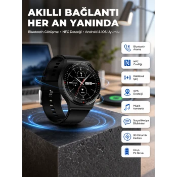 Akıllı Saat Yeni Nesil Üç Kordonlu Nabız Ölçer Çağrı Cevaplama