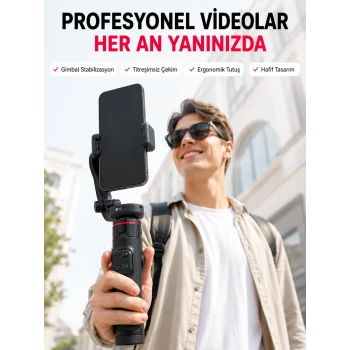 Akıllı Takipli Gimbal Selfie Stick Profesyonel Video Çekim Stabilizatörü Uzayabilir Tripod Bluetooth Kumandalı