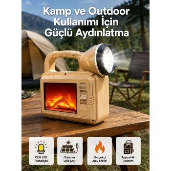 Alev Efektli Güneş Enerjili Lamba – Su Geçirmez