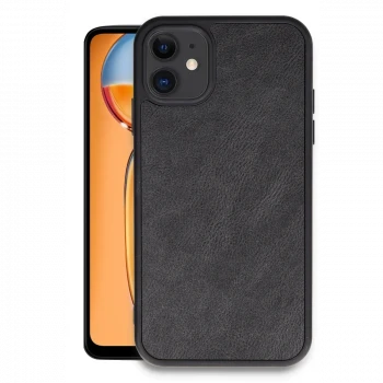 Apple iPhone 11 Kılıf Aras Deri Kapak - Siyah