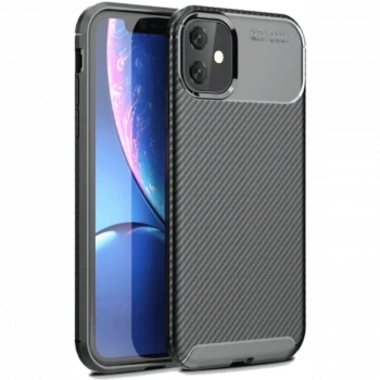 Apple iPhone 11 Kılıf Auto Focus Karbon Kapak - Siyah