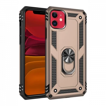 Apple iPhone 11 Kılıf Sofya Yüzüklü Silikon Kapak - Gold