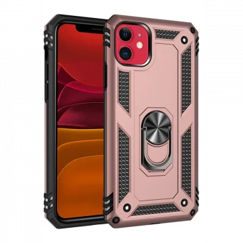 Apple iPhone 11 Kılıf Sofya Yüzüklü Silikon Kapak - Rose