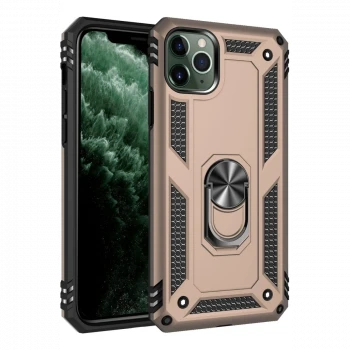 Apple iPhone 11 Pro Kılıf Sofya Yüzüklü Silikon Kapak - Gold