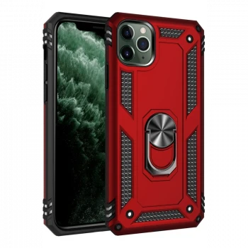 Apple iPhone 11 Pro Kılıf Sofya Yüzüklü Silikon Kapak - Kırmızı