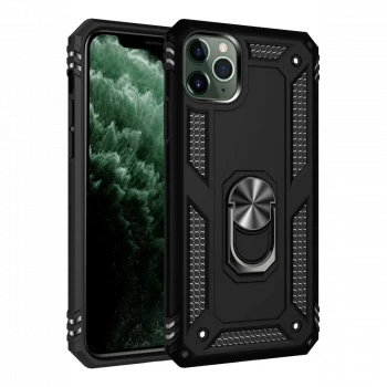 Apple iPhone 11 Pro Kılıf Sofya Yüzüklü Silikon Kapak - Siyah