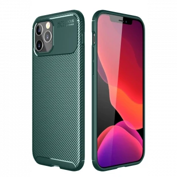 Apple iPhone 11 Pro Max Kılıf Auto Focus Karbon Kapak - Yeşil