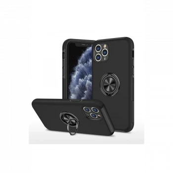 Apple iPhone 11 Pro Max Kılıf Elit Yüzüklü Kapak - Siyah