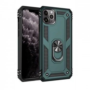 Apple iPhone 11 Pro Max Kılıf Sofya Yüzüklü Silikon Kapak - Yeşil