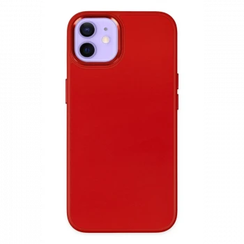 Apple iPhone 12 Kılıf Asya Deri Silikon - Kırmızı