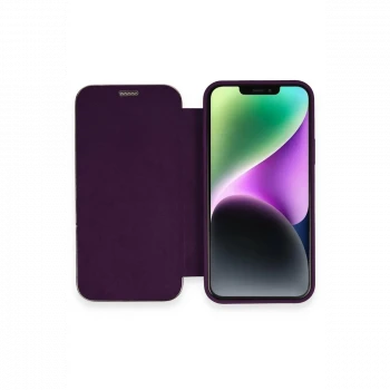 Apple iPhone 12 Kılıf Dolpin Kapaklı - Derin Mor