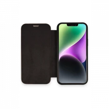 Apple iPhone 12 Kılıf Dolpin Kapaklı - Siyah