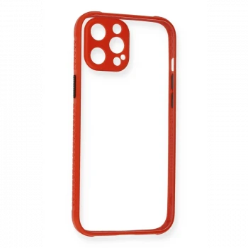 Apple iPhone 12 Kılıf Miami Şeffaf Silikon - Kırmızı