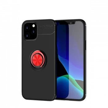 Apple iPhone 12 Kılıf Range Yüzüklü Silikon - Siyah-Kırmızı
