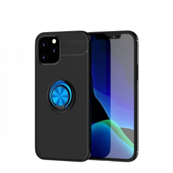 Apple iPhone 12 Kılıf Range Yüzüklü Silikon - Siyah-Mavi