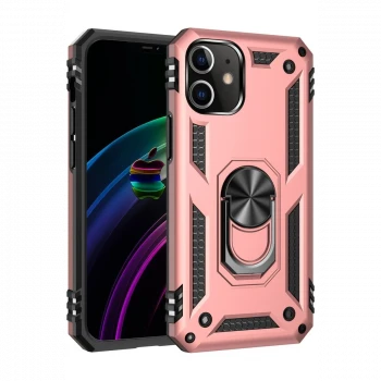 Apple iPhone 12 Kılıf Sofya Yüzüklü Silikon Kapak - Rose