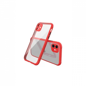Apple iPhone 12 Mini Kılıf Miami Şeffaf Silikon - Kırmızı