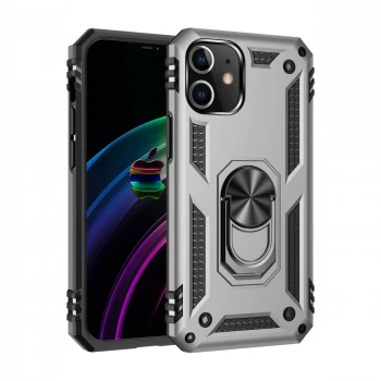 Apple iPhone 12 Mini Kılıf Sofya Yüzüklü Silikon Kapak - Gümüş