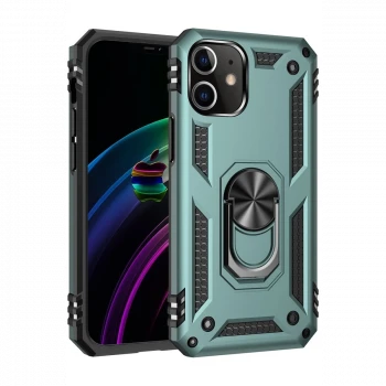 Apple iPhone 12 Mini Kılıf Sofya Yüzüklü Silikon Kapak - Yeşil