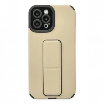 Apple iPhone 12 Pro Max Kılıf Mega Standlı Silikon - Gold