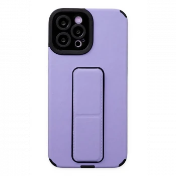 Apple iPhone 12 Pro Max Kılıf Mega Standlı Silikon - Lila
