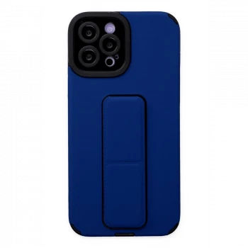 Apple iPhone 12 Pro Max Kılıf Mega Standlı Silikon - Mavi