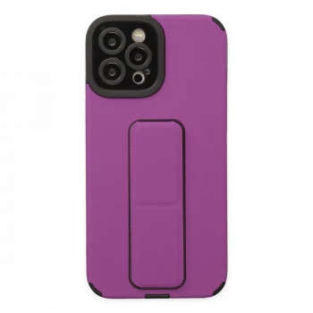 Apple iPhone 12 Pro Max Kılıf Mega Standlı Silikon - Mor