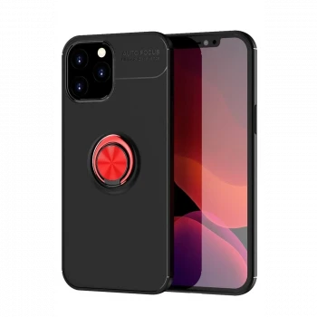 Apple iPhone 12 Pro Max Kılıf Range Yüzüklü Silikon - Siyah-Kırmızı