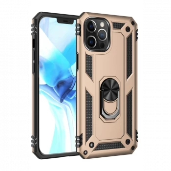 Apple iPhone 12 Pro Max Kılıf Sofya Yüzüklü Silikon Kapak - Gold