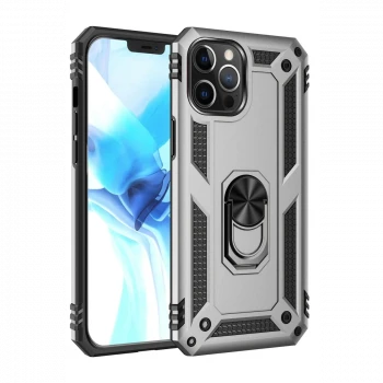 Apple iPhone 12 Pro Max Kılıf Sofya Yüzüklü Silikon Kapak - Gümüş