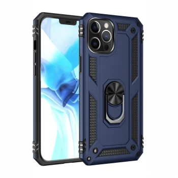 Apple iPhone 12 Pro Max Kılıf Sofya Yüzüklü Silikon Kapak - Lacivert