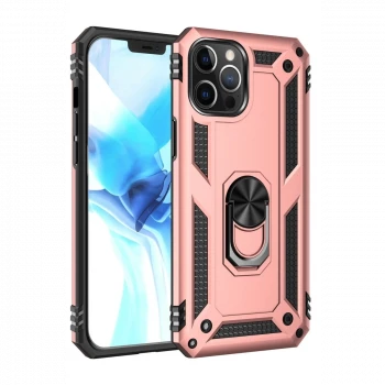 Apple iPhone 12 Pro Max Kılıf Sofya Yüzüklü Silikon Kapak - Rose