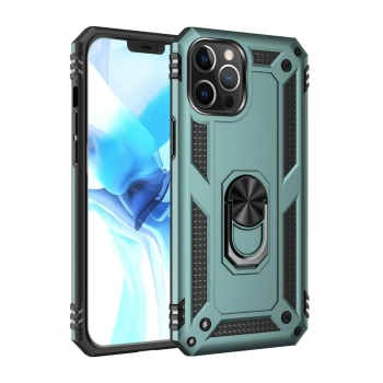 Apple iPhone 12 Pro Max Kılıf Sofya Yüzüklü Silikon Kapak - Yeşil