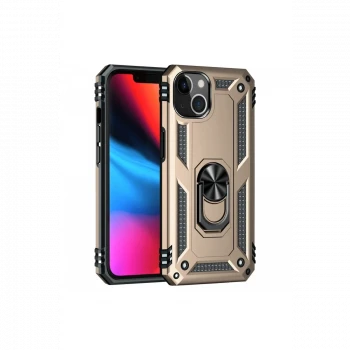 Apple iPhone 13 Kılıf Sofya Yüzüklü Silikon Kapak - Gold