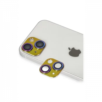 Apple iPhone 13 Pers Alüminyum Kamera Lens - Rainbow